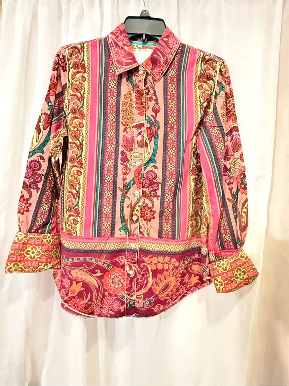 Women's Pink Paisley & Stripe Button-Down Shirt